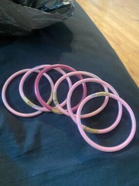 Pink Stacked Bangle Bracelet Set